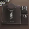 Halsbandörhängen Set Luxury Waterdrop Geometric Square Cubic Zircon Engagement Dubai Naija Bridal Finger Rings Earring Smycken S462