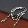 Cadenas 4 mm de ancho Plata real Vintage Caja cuadrada Hebilla Anillos Collar de cadena Hombre Mujer S925 Sterling Classic Vajra Collares