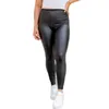 Pantaloni da donna Pantaloni slim neri a vita alta opachi sexy in PU Pantaloni skinny elasticizzati in lattice Matita in pelle alla moda personalizzati