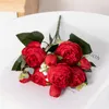 Fleurs décoratives 1 bouquet 9 têtes de style coréen d'automne rose rose artificielle fausse pour le salon bricol