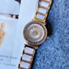 Relógio de designer de luxo feminino de alta qualidade relógio de movimento de quartzo totalmente automático pulseira de cerâmica de aço inoxidável 36mm mostrador de diamante relógio de moda de vidro de safira