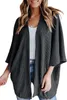 Kvinnors stickor Tees Womens Lightweight Kimono Cardigan tröja Öppet Front Waffle Knit 34 Batwing Sleeve Summer Beach Cover Up 230921