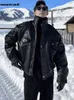 Hommes en cuir Faux Mauroicardi automne hiver imperméable coupe-vent surdimensionné épaissi chaud noir veste hommes Zip Up décontracté Cool mode 230922