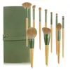 Pincéis de maquiagem 10pcs Pro Green Brush Set Powder Eyeshadow Blending Eyeliner Cílios Sobrancelha Make Up Beauty Cosmestic