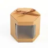 Cadeau cadeau 12pcs hexagone boîtes de fenêtre transparentes pour mariage anniversaire fête de Noël bonbons pâtisserie gâteau boîte paquet papier