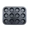 Pişirme Kalıpları 12 fincan Cupcake Pan Muffin Tepsisi Kalıp Karbon Çelik Olmayan Çubuk Bakeware Bisküvi Mikrodalga Kek