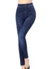 Kvinnor leggings cuhakci sexiga leggins skjuter upp faux denim byxor elastiska höga midja kvinnor sportbyxor träning löpning fitness gym 230921