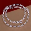 Chains 925 Sterling Silver 18K Gold Plated Box Chain Necklace Jewelry For Women Men Wedding Fashion Cute Charm 20inch