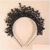 Headpieces Luxury Black Crystal Crown Fashion Handmade Bridesmaid Hair Jewelry Tiaras Bridal Accessories For Women Headpiece Drop Deli Dhfdo