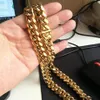 10mm 12mm 14mm Miami Cuban Link Chain Mens 14K Gold Plated Chains High Polished Punk Curb Stainless Steel Hip Hop Jewelry262E