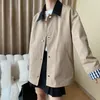 Women's Jackets Early Autumn Leather Lapel Single Breasted Trench Coat Khaki Mid Length Fashionable Patchwork Versatile Jacket For Women