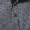 Herren-Poloshirts, graue Waffelmuster, Herren-Henley-Hemd, lässig, solide, atmungsaktiv, hochwertige Hemden, reguläre Passform, lange Ärmel, Basic-Oberteile, T-Shirts für Herren