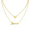 Personalisierte Halskette mit Namensabstand für Damen, modisches Geschenk, Geburtstag, personalisierbar, beliebiger Name, Schichten, Kettenanhänger, Halskette, Schmuck, Gold 278L