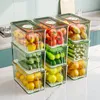 Refrigerator Fresh Storage Box PET Kitchen Drain Basket Large Capacity Handle Transparent Storage Box Frozen Food Box