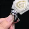 Cluster-Ringe aus reinem 18 Karat Weißgold, männlicher Ring, 1 Karat Diamant, Herren-Hochzeit, Liebesversprechen, Schmuck, Geschenk für Ehemann