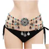 Belly Chains Gypsy Metal Hippie Boho Flower Turkish Bohemian Shimmy Dress Belt Dance Waist Chain Coins Y Body Afghan Indian Jewelry 22 Dhct8