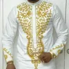 Vêtements ethniques Vetement Femme 2021 Hommes Vêtements Bazin Riche Chemise africaine pour robes d'impression traditionnelles de taille plus broderie Pa282k