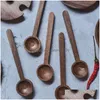 Herb Spice Tools 3-delige potten containerset met lepel Houten deksel Luchtdichte glazen pot Zout Suiker Peper Kruiden Bbq Kruidenfles Kit Dhvsu