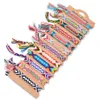 12 Stück / Los Bohemian Handmade Woven Rope Chain Armband Verstellbare Quaste Charms Armbänder Fußkettchen für Frauen Mädchen Kinder Manschette Jewelry256B