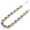 Charm Bracelets 925 SOLID STERLING SILVER BRACELET 13g Multi Color Tourmaline Citrine Peridot Violet Tanzanite Topaz Daily Wear Sell 230921