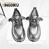 Klänningskor Punk Wind Fashion Single Shoes Autumn Devil Bat Wings Gothic Women's Shoes Thick Bottom Waterproof Platform Metal Chain 230921