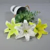 Fleurs décoratives 5pcs 20cm Grand lis de soie et tête de fleur artificielle pour décoration de voitures de mariage DIY GARLAND FLORISTER