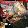 Couvertures Chainsaw Man Anime Tissé Couverture Coton Jeter Serviette Tapisserie Couvre-lit En Plein Air Camp Serviettes De Plage Canapé Chaise Couverture Tapis Tapis Gland HKD230922