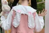 Casual Dresses Japan Autumn Kawaii Lolita Two-piece Suit Cosplay Loli Bow Ears Shirt Sweet Girl Sleeveless Ruffles Suspender Dress