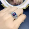 Eheringe Großer Regenbogen Schwarzer OPAL für Mann Echt 925 Sterling Silber Verlobung Blumenblütenblatt Böhmen Feiner Schmuck 230922