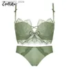 Conjuntos de sutiãs conjunto de roupa íntima linda volta sem fio sutiã renda lingerie sexy reunir push up sutiã e calcinha conjunto sem sementes lenceria frete grátis q230922