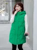 Gilets pour femmes Nouveau automne hiver femmes vers le bas coton gilet veste épaissir coréen lâche sans manches chapeau retiré femme poche gilet taille 3XL L230922