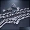 Jewelry Sets Emmaya Luxury Cubic Zirconia Bridal Tear Drop Crystal Party Necklace 230213 Delivery Dhqmh