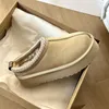 Klassiska Australien stövlar tasman tofflor tazz päls glider ultra mini shearling plattform snö boot slip-on les petites mocka ull vinter kvinnors designer tossor