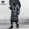 Mens Down Parkas 11 BYBBS DARK Winter Thick Coats Men Techwear Fake Zipper Hooded Padded Long Jacket Streetwear Black Overcoat Outwear 230922