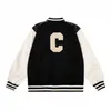 Herbst und Winter Neue Handtuch Stickerei Große Panel Leder Teddy Baseball Jersey Kaschmir Panel Leder Jacke Mantel Frauen