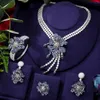 Ensembles de bijoux de mariage Missvikki tendance luxe 4 pièces collier bracelet boucles d'oreilles bague breloque fleurs ensemble pour les femmes de mariée 230922