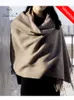 Scarves 100% Wool Scarf Women Thickening Cashmere Winter Scars Shawls Fashion Female Pashmina Scarves Oversized Keep Warm Warps 300g 230921