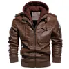 Men s Leather Faux Motorcykeljacka Men Casual Pu Jackets Man Winter Thick Warm Vintage Hooded Collar Club Bomber Coats Chaqueta 230922