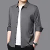 Herrklänningskjortor 2023 Autumn Korean skjorta Slim Fit Business Plain Color Long Sleeve Tuxedo Streetwear Clothing XXXXXL 230921