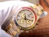 Luksusowe zegarki Rolaxs nadgarstki JH Montre de Luxe 4130 Automatyczny mechaniczny ruch czasu stalowy obudowa męska Watch Inkrustowany Rainbow Gradient Sapphire Zewnętrzny pierścień HB18