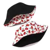 Stingy Brim Hats New Fruit Cherry Bucket for Girls Women Two Side Reversible Fisherman Hat Panama Bob Summer Sun 230916