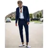 Mäns kostymer sommar 2 stycken strand casual groomsmen bröllop tuxedos för man hack lapel formell prom compuume homme (jacka byxor)