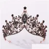 Hårsmycken Forseven retro barock stil svart/lila kristallprinsessan diadem tiaras och kron brud noiva pannband 210616 drop del dhoc1