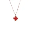 Collier de créateur trèfle à quatre feuilles bijoux de luxe haut noir rouge double face collier de diamant complet femmes avec accessoires de chaîne de collier de diamant bijoux cadeau Van Clee