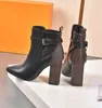 Wintermerk Luxe dames leren silhouet enkellaarsjes Sluiting In elkaar grijpende Lady Martin Boot Party Wedding Knight Chelsea Boottes Zwart EU35-42