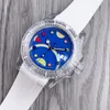 Glass Crystal Series High Quality Men's Super Luminous Casual Sports Watch Automatic Two Movement Options Sapphire Magnifying Glass Fluorine Rubber Strap