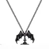 Queen Mother Demon Evil Titanium Black Wings Diamond Saturn Necklace Super Cool Punk Bat65253963070