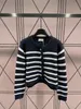 Kvinnors tröjor Designer Cardigan Womens Sweater Polo Shirt Button Shirt Classic Navy Stripe Fashion Regular Casual Long Sleeve Knit Jacket tröja 1qs8