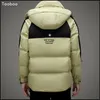 Mens Down Parkas Taoboo 2024 High Street Winter Jackets For Men Classic Style Loose Hooded Jackets Fashion Casual Striped 90% White Duck 230922