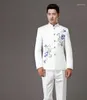 Men's Suits Blazer Men Formal Dress Latest Coat Pant Designs Chinese Tunic Suit Costume Trouser Marriage Wedding For White